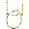 Cursive Diamond Initial O 16" Necklace 14K Yellow Gold Storyteller by Vintage Magnality
