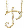 Cursive Diamond Initial P 16" Necklace 14K Yellow Gold Storyteller by Vintage Magnality