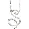 Cursive Diamond Initial S 16" Necklace 14K White Gold Storyteller by Vintage Magnality