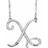 Cursive Diamond Initial X 16" Necklace Sterling Silver by Vintage Magnality