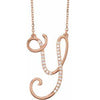 Cursive Diamond Initial Y 16" Necklace 14K Rose Gold Storyteller by Vintage Magnality