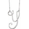 Cursive Diamond Initial Y 16" Necklace Sterling Silver by Vintage Magnality