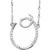 Cursive Diamond Initial O 16" Necklace Sterling Silver  by Vintage Magnality