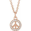 Keep the Peace Diamond Peace Sign Necklace 14K Rose Gold