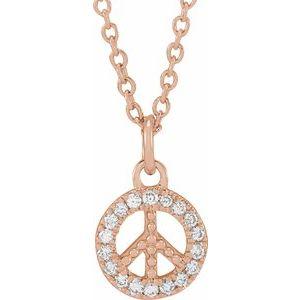 Keep the Peace Diamond Peace Sign Necklace 14K Rose Gold