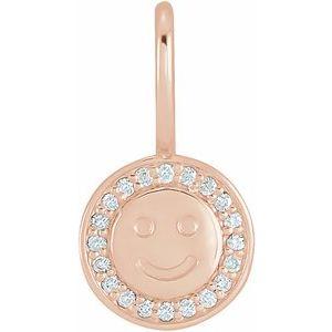 Diamond Smiley Face Charm Pendant 14K Rose Gold 302® Fine Jewelry Vintage Magnality