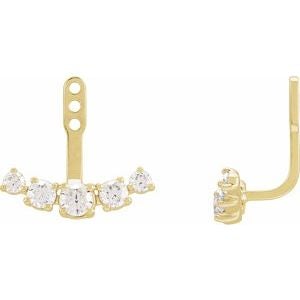 Bring On The Bling 1 CTW Lab-Grown Diamond Curved Bar Earring Jackets Solid 14K White Yellow Rose Gold