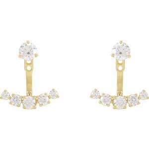 Bring On The Bling 1 CTW Lab-Grown Diamond Curved Bar Earring Jackets Solid 14K White Yellow Rose Gold