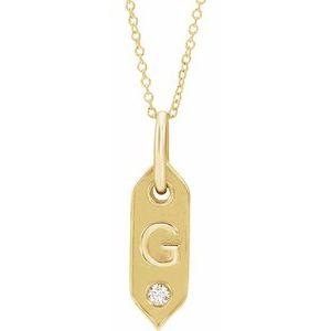Shield G Initial Diamond Pendant Necklace 16-18" 14K Yellow Gold 302® Fine Jewelry Storyteller by Vintage Magnality