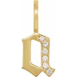 Diamond Gothic Initial A Charm Pendant 14K Yellow Gold 302® Fine Jewelry Storyteller by Vintage Magnality