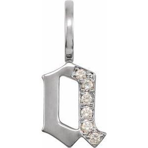 Diamond Gothic Initial A Charm Pendant 14K White Gold 302® Fine Jewelry Storyteller by Vintage Magnality