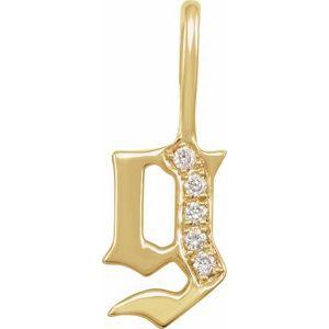 Diamond Gothic Initial G Charm Pendant 14K Yellow Gold 302® Fine Jewelry Storyteller by Vintage Magnality