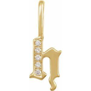 Diamond Gothic Initial H Charm Pendant 14K Yellow Gold 302® Fine Jewelry Storyteller by Vintage Magnality