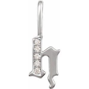 Diamond Gothic Initial H Charm Pendant 14K White Gold 302® Fine Jewelry Storyteller by Vintage Magnality