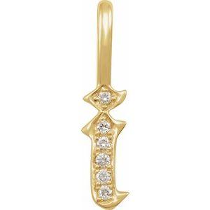 Diamond Gothic Initial I Charm Pendant 14K Yellow Gold 302® Fine Jewelry Storyteller by Vintage Magnality