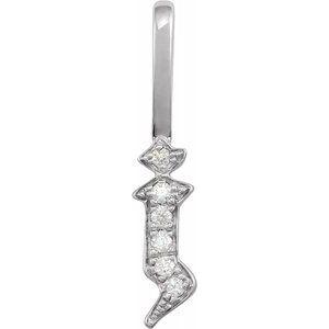 Diamond Gothic Initial J Charm Pendant 14K White Gold 302® Fine Jewelry Storyteller by Vintage Magnality