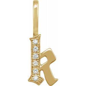 Diamond Gothic Initial K Charm Pendant 14K Yellow Gold 302® Fine Jewelry Storyteller by Vintage Magnality