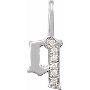 Diamond Gothic Initial Q Charm Pendant 14K White Gold 302® Fine Jewelry Storyteller by Vintage Magnality