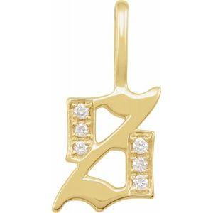 Diamond Gothic Initial S Charm Pendant 14K Yellow Gold 302® Fine Jewelry Storyteller by Vintage Magnality