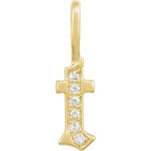 Diamond Gothic Initial T Charm Pendant 14K Yellow Gold 302® Fine Jewelry Storyteller by Vintage Magnality
