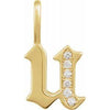 Diamond Gothic Initial U Charm Pendant 14K Yellow Gold 302® Fine Jewelry Storyteller by Vintage Magnality