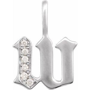 Diamond Gothic Initial W Charm Pendant 14K White Gold 302® Fine Jewelry Storyteller by Vintage Magnality