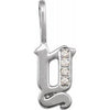 Diamond Gothic Initial Y Charm Pendant 14K White Gold 302® Fine Jewelry Storyteller by Vintage Magnality