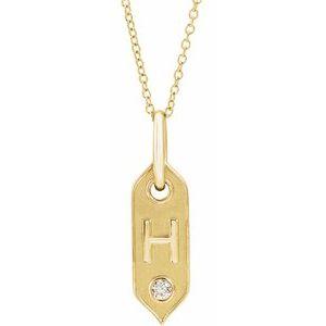 Shield H Initial Diamond Pendant Necklace 16-18" 14K Yellow Gold 302® Fine Jewelry Storyteller by Vintage Magnality