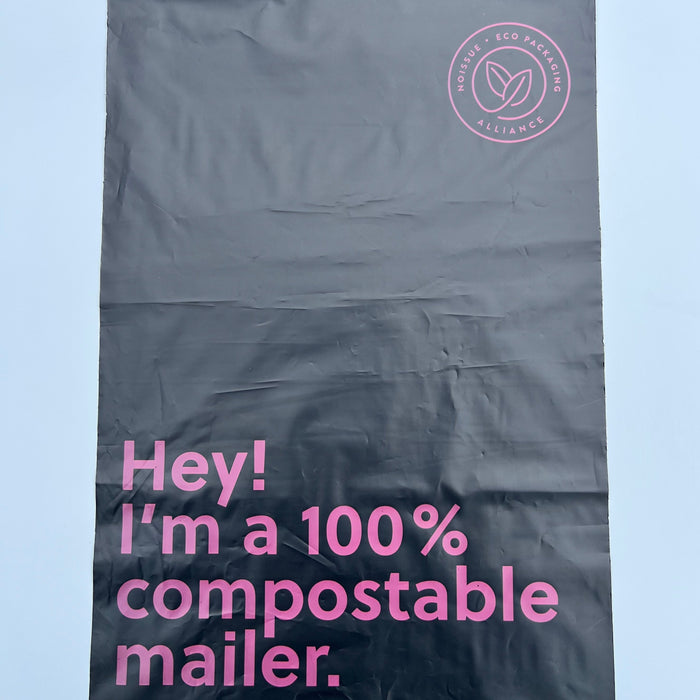 This is the 100% compostable mailer by Noissue that we use to mail our jewelry travel case wallets