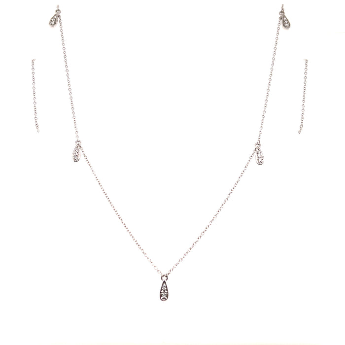 1/10 CTW Diamond 5-Station 16-18" Necklace 14K White Gold Ethical Sustainable Fine Jewelry Storyteller by Vintage Magnality