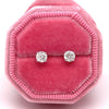4 Prong Natural Diamond Studs in Handmade Rose Pink Silk Velvet Earring Ring Box