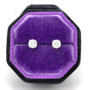 4 Prong Natural Diamond Studs in Handmade Black/Purple Silk Velvet Earring Ring Box