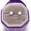 4 Prong Natural Diamond Studs in Handmade Purple/Grey Silk Velvet Earring Ring Box