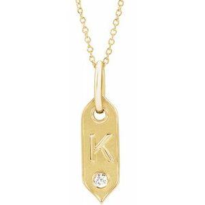 Shield K Initial Diamond Pendant Necklace 16-18" 14K Yellow Gold 302® Fine Jewelry Storyteller by Vintage Magnality