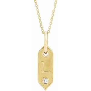 Shield L Initial Diamond Pendant Necklace 16-18" 14K Yellow Gold 302® Fine Jewelry Storyteller by Vintage Magnality
