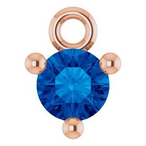Lab Grown Blue Sapphire Dangle Hoop Charm 14K Rose Gold 302® Fine Jewelry Storyteller by Vintage Magnality