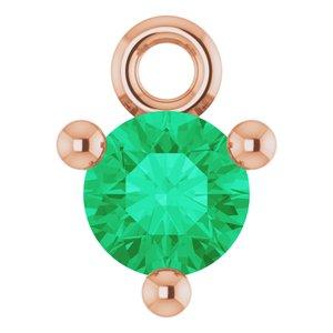 Lab Grown Emerald Dangle Hoop Charm 14K Rose Gold 302® Fine Jewelry Storyteller by Vintage Magnality
