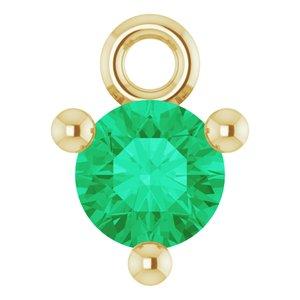Lab Grown Emerald Dangle Hoop Charm 14K Yellow Gold 302® Fine Jewelry Storyteller by Vintage Magnality