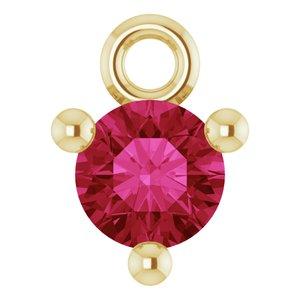 Lab Grown Ruby Dangle Hoop Charm 14K Yellow Gold 302® Fine Jewelry Storyteller by Vintage Magnality