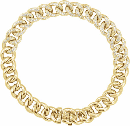 Life of the Party Diamond Chunky Curb 7" Bracelet 14K Yellow Gold