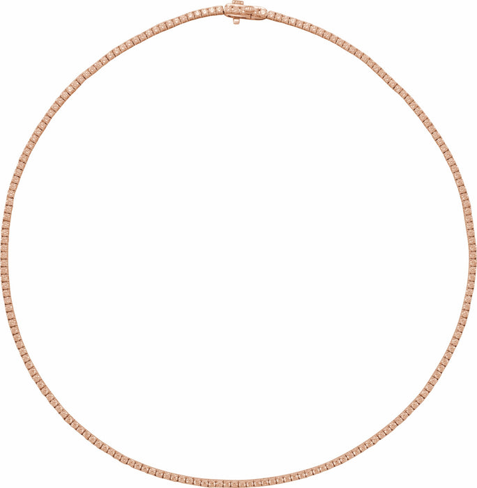 Love Line Natural or Lab-Grown Diamond Necklace 5 7/8 CTW 16" 14K Rose Gold