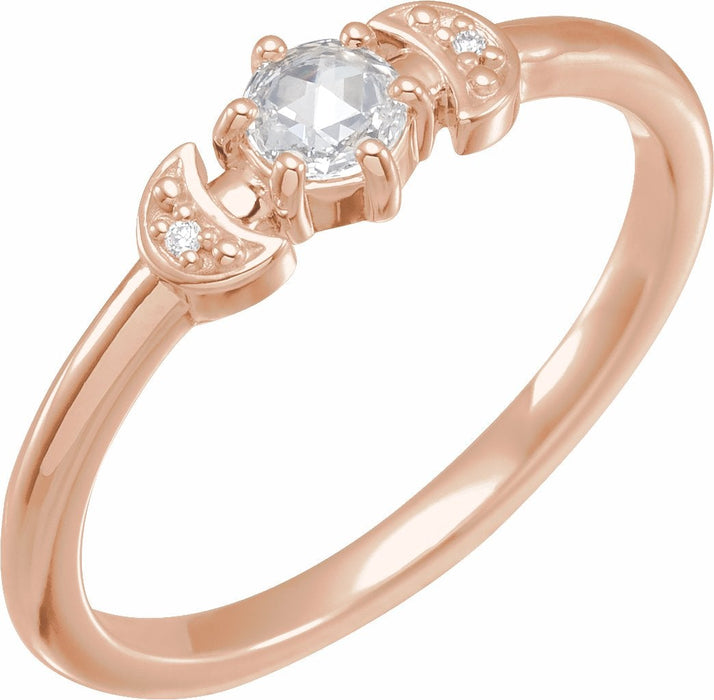 Two Moons 1/6 CTW Natural Rose-Cut Diamond Stackable Ring 14K Rose Gold