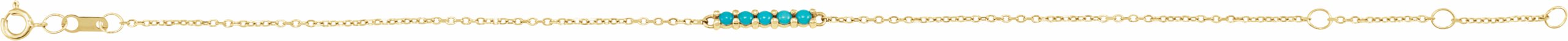 Natural Turquoise Bar Bracelet 14K Yellow Gold