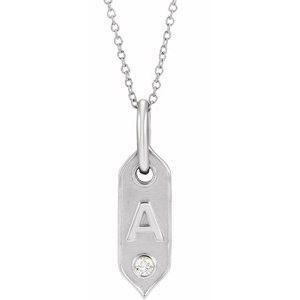 Shield A Initial Diamond Pendant Necklace 16-18" 14K White Gold 302® Fine Jewelry Storyteller by Vintage Magnality