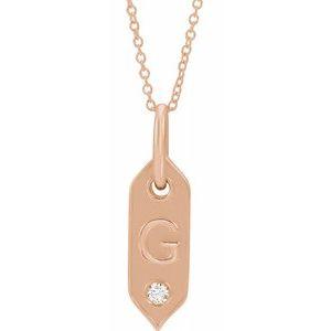 Shield G Initial Diamond Pendant Necklace 16-18" 14K Rose Gold 302® Fine Jewelry Storyteller by Vintage Magnality