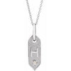 Shield H Initial Diamond Pendant Necklace 16-18" 14K White Gold 302® Fine Jewelry Storyteller by Vintage Magnality
