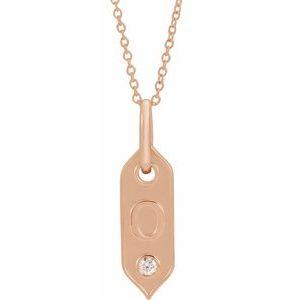 Shield O Initial Diamond Pendant Necklace 16-18" 14K Rose Gold 302® Fine Jewelry Storyteller by Vintage Magnality