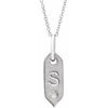 Shield S Initial Diamond Pendant Necklace 16-18" 14K White Gold 302® Fine Jewelry Storyteller by Vintage Magnality