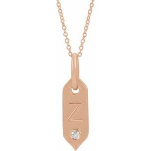 Shield Z Initial Diamond Pendant Necklace 16-18" 14K Rose Gold 302® Fine Jewelry Storyteller by Vintage Magnality