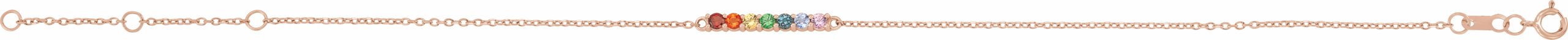 Rainbow Multi-Gemstone Bar Bracelet in 14K Rose Gold by Vintage Magnality